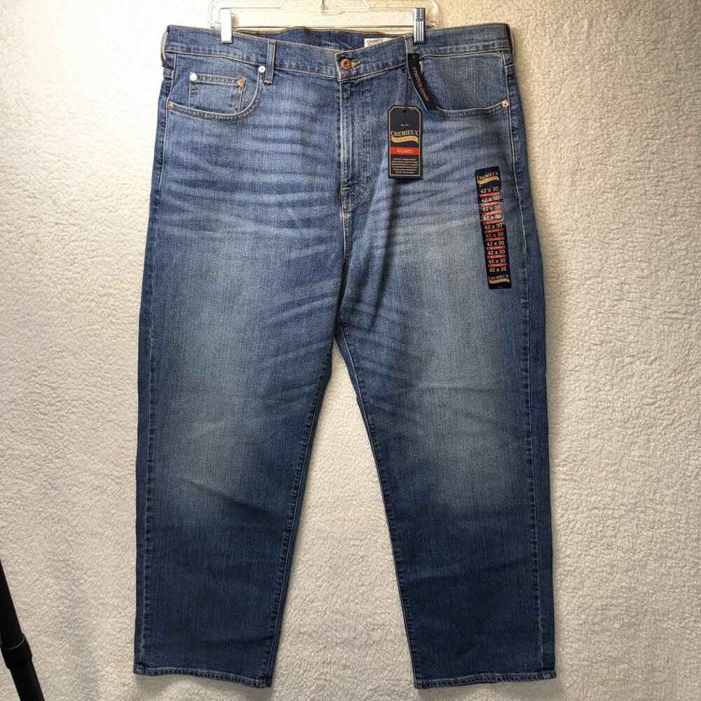 Cremeieux Mens Relaxed Fit Stretch Denim Jeans 42x30 Blue Premium Quality Comfor